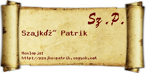 Szajkó Patrik névjegykártya