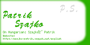 patrik szajko business card